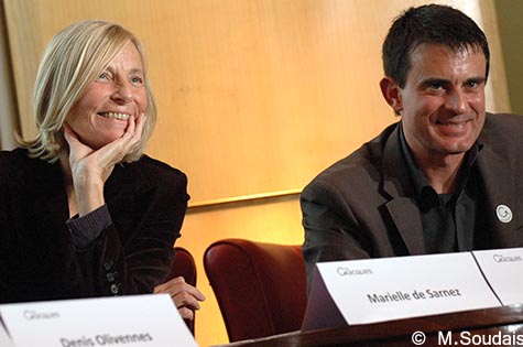 Marielle de Sarnez et Manuel Valls, le 28 novembre 2009, invités des Gracques. 
