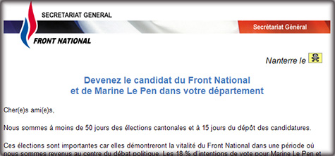 Illustration - Marine Le Pen cherche... candidats aux cantonales 