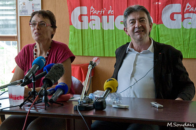 Martine Billard et Jean-Luc Mélenchon ont improvisé une conférence de presse en marge du Remue-méninges du PG 