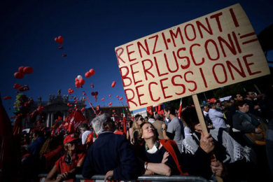 Manifestation massive à Rome contre la réforme du marché du travail