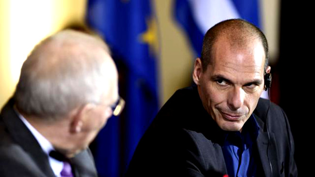 Le Grec Yanis Varoufakis face à l'Allemand Wolfgang Schaüble 