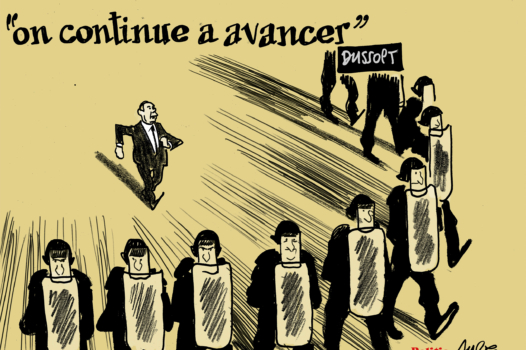 Le dessin d’Aurel : Dussopt avance et Macron réfléchit