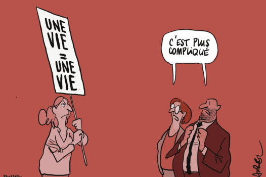 Le dessin d’Aurel : une vie = une vie et l’intervention terrestre israélienne