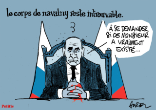 Le dessin d&rsquo;Aurel : le corps de Navalny et le camarade Macron
