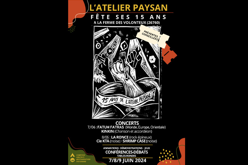 7-9 juin : les 15 ans de l’Atelier paysan
