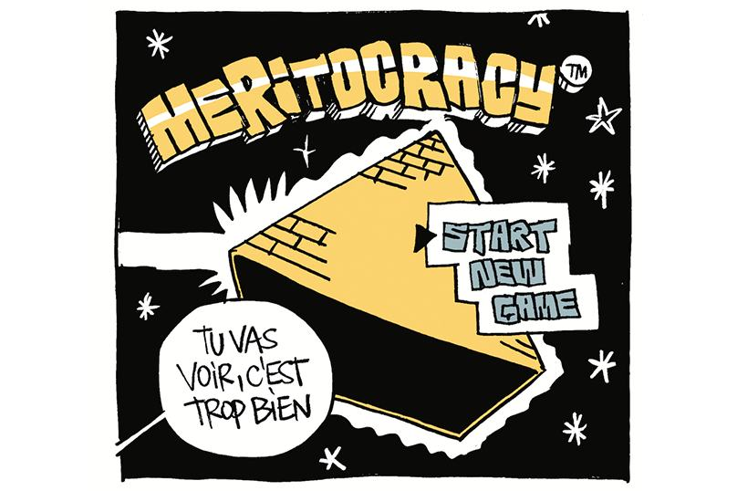 « Satiricon », la revue de presse dessinée spéciale méritocratie, par Soulcié