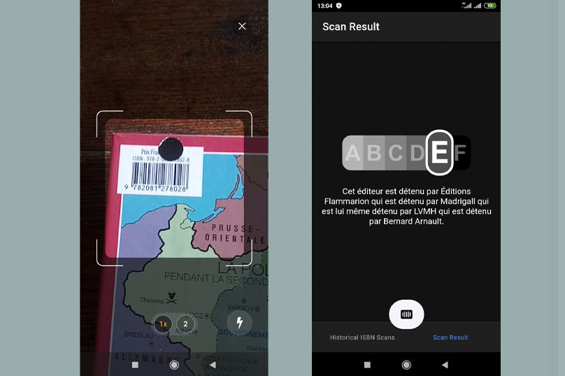 Scanner le code-barres d’un livre pour savoir qui en est l’éditeur