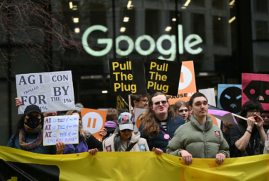 L&rsquo;image : à Londres, une marche contre l&rsquo;IA