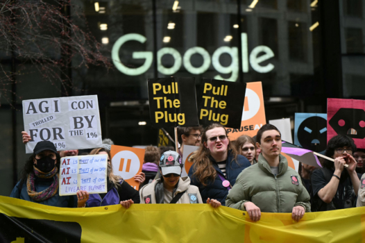 L&rsquo;image : à Londres, une marche contre l&rsquo;IA